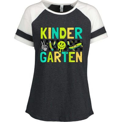 Kindergarten Back To School Design With Cute Icons Enza Ladies Jersey Colorblock Tee