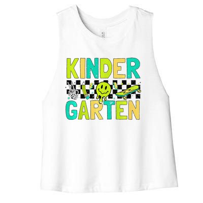 Kindergarten Back To School Design With Cute Icons Women's Racerback Cropped Tank