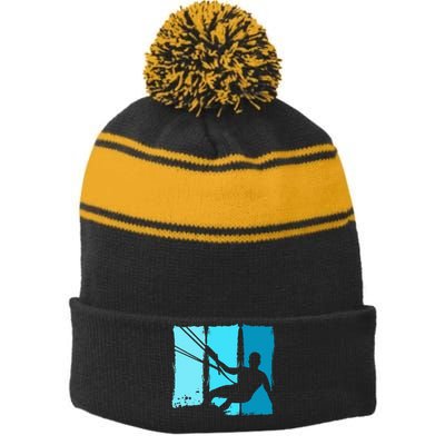 Kitesurf Board Trainer Kite Kiteboarding Kitesurfing Stripe Pom Pom Beanie