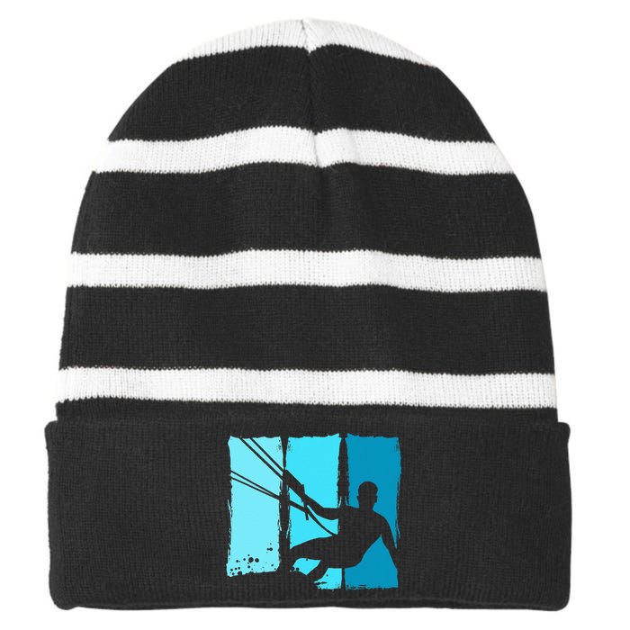 Kitesurf Board Trainer Kite Kiteboarding Kitesurfing Striped Beanie with Solid Band