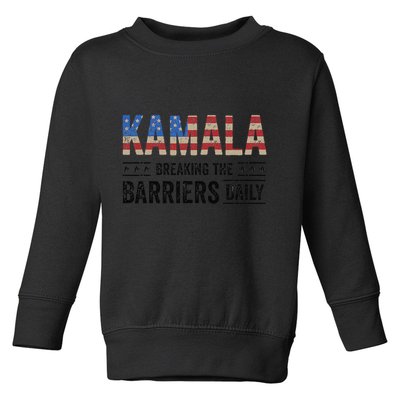 Kamala Breaking The Barriers Daily Kamala Harris Toddler Sweatshirt