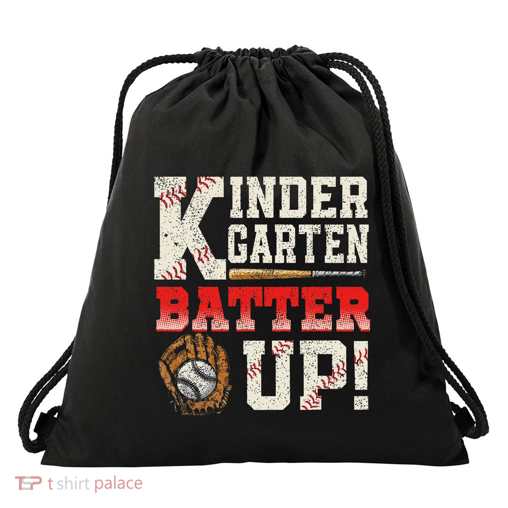 Kindergarten Back To School Batter Up Baseball Students Drawstring Bag