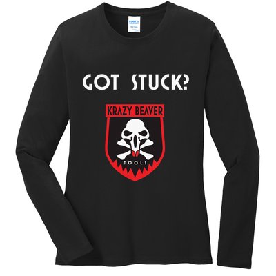 K.R.A.Z.Y B.E.A.V.E.R Tools Got Stuck Ladies Long Sleeve Shirt