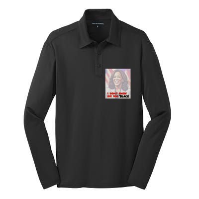 Kamala Black Trump Meme Trend Silk Touch Performance Long Sleeve Polo