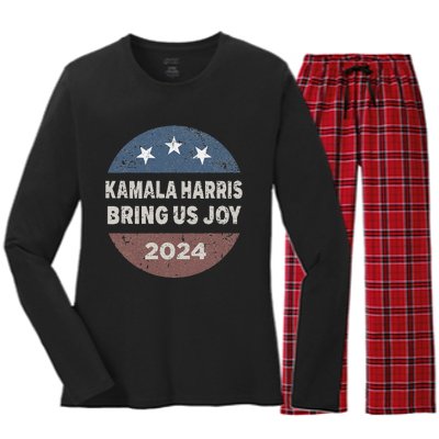 Kamala Bring Us Joy Kamala Harris 2024 Women's Long Sleeve Flannel Pajama Set 