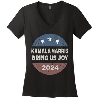 Kamala Bring Us Joy Kamala Harris 2024 Women's V-Neck T-Shirt