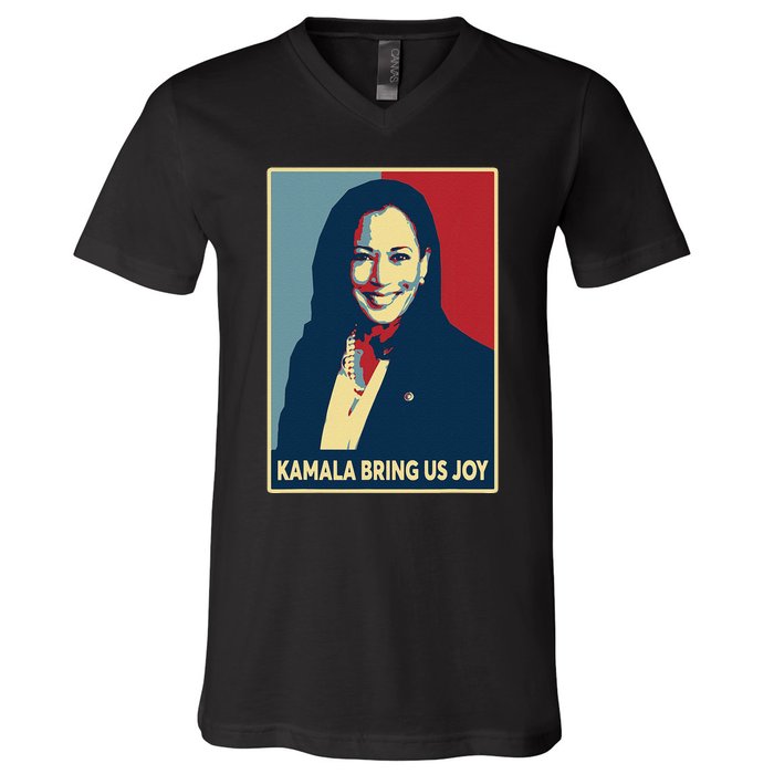 Kamala Bring Us Joy Voting Kamala Harris For President 47th V-Neck T-Shirt