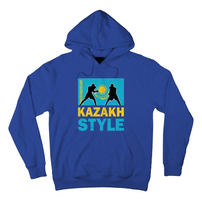 Kazakh Boxing Vintage Kazakhstan Flag Kazakh Boxing Pride Cool Gift Hoodie