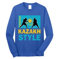 Kazakh Boxing Vintage Kazakhstan Flag Kazakh Boxing Pride Cool Gift Long Sleeve Shirt