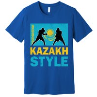 Kazakh Boxing Vintage Kazakhstan Flag Kazakh Boxing Pride Cool Gift Premium T-Shirt