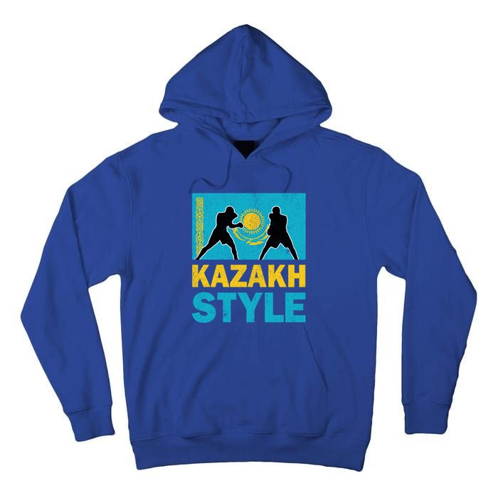 Kazakh Boxing Vintage Kazakhstan Flag Kazakh Boxing Pride Cool Gift Tall Hoodie