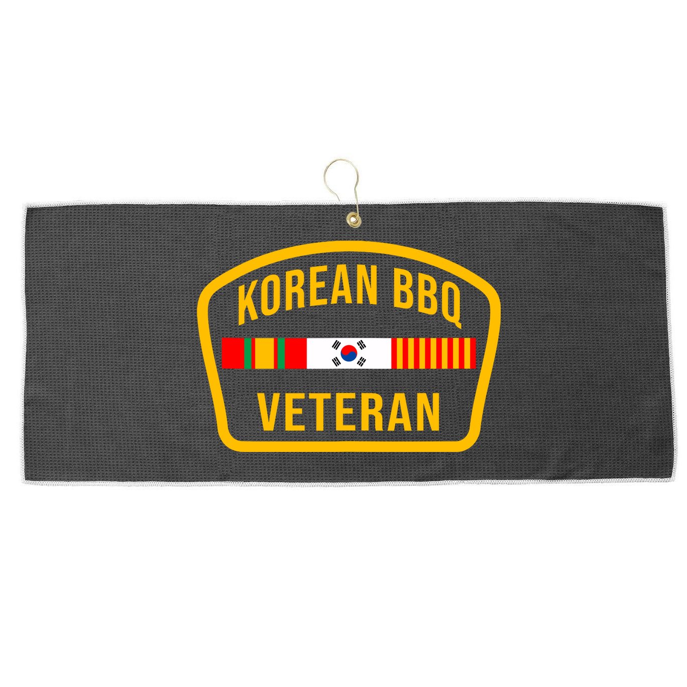 Korean Bbq Veteran Funny Food Lover Gym Cheat Day Military Large Microfiber Waffle Golf Towel