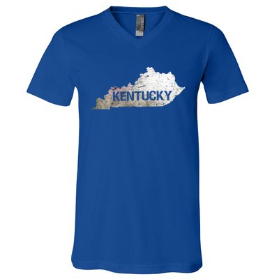 Kentucky Bourbon Vintage State Map Home Outline Derby Meaningful Gift V-Neck T-Shirt