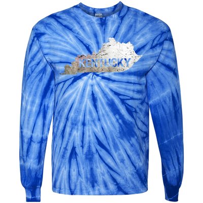 Kentucky Bourbon Vintage State Map Home Outline Derby Meaningful Gift Tie-Dye Long Sleeve Shirt