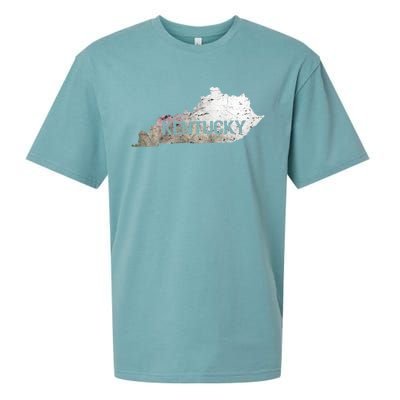 Kentucky Bourbon Vintage State Map Home Outline Derby Meaningful Gift Sueded Cloud Jersey T-Shirt