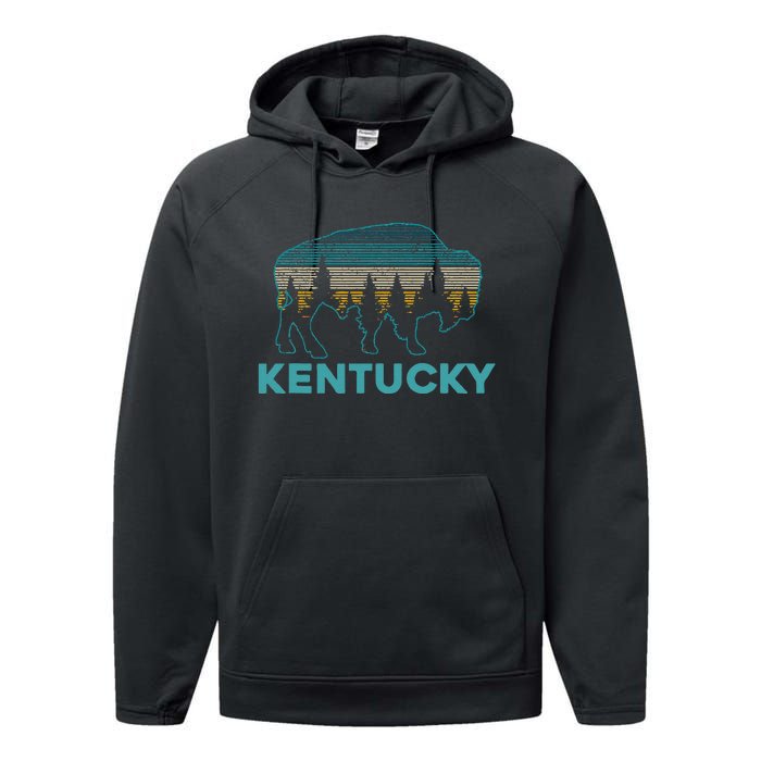 Kentucky Bison Vintage American Buffalo Souvenir Gift Performance Fleece Hoodie