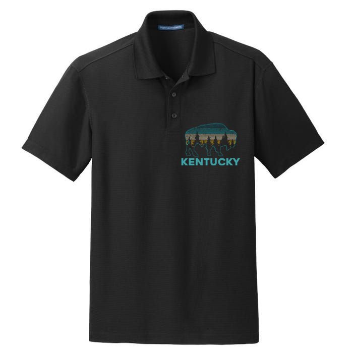 Kentucky Bison Vintage American Buffalo Souvenir Gift Dry Zone Grid Polo