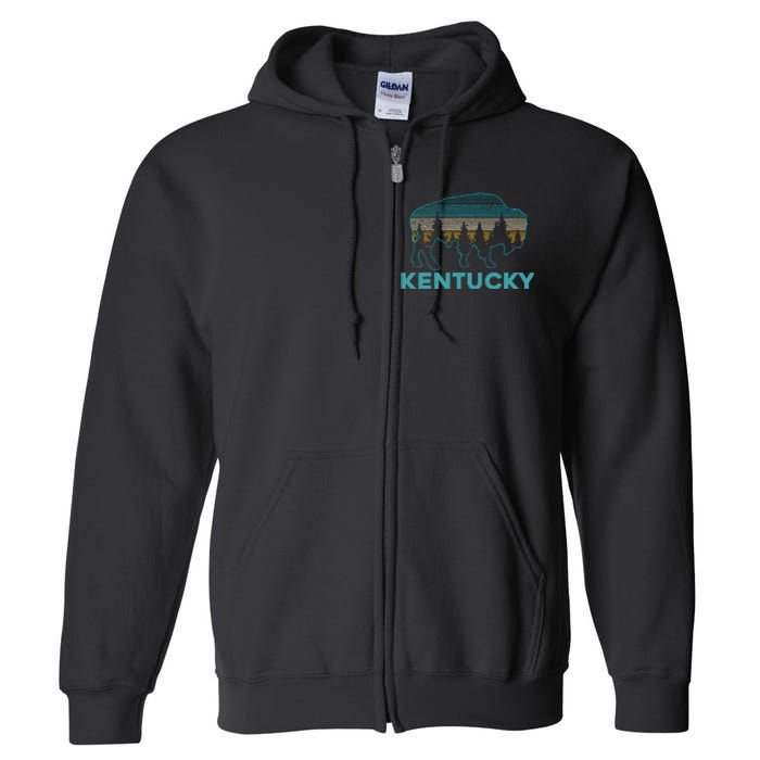 Kentucky Bison Vintage American Buffalo Souvenir Gift Full Zip Hoodie