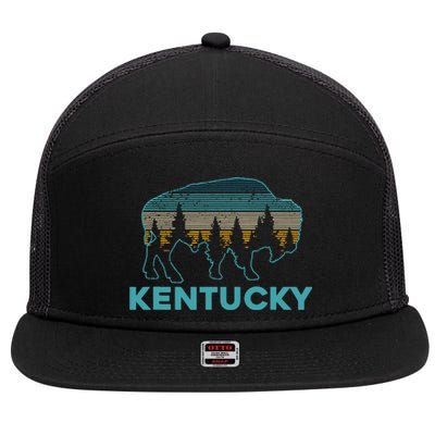 Kentucky Bison Vintage American Buffalo Souvenir Gift 7 Panel Mesh Trucker Snapback Hat