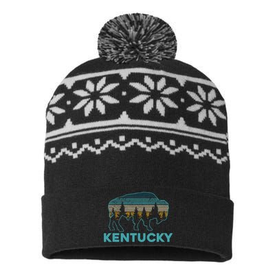 Kentucky Bison Vintage American Buffalo Souvenir Gift USA-Made Snowflake Beanie