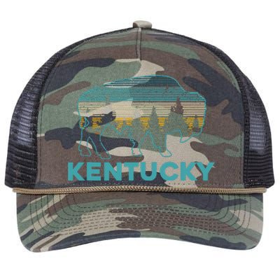 Kentucky Bison Vintage American Buffalo Souvenir Gift Retro Rope Trucker Hat Cap