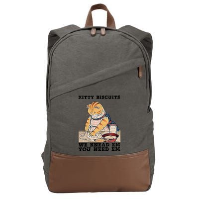 Kitty Biscuits We Knead Em You Need Em Cat Mom Funny Baker Cat Cotton Canvas Backpack