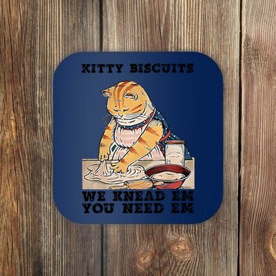 Kitty Biscuits We Knead Em You Need Em Cat Mom Funny Baker Cat Coaster