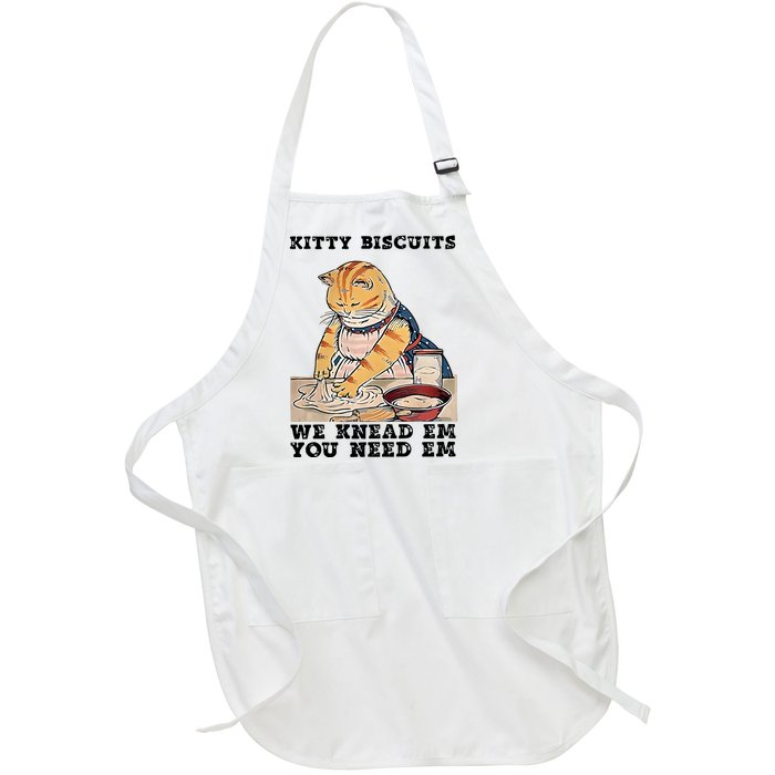 Kitty Biscuits We Knead Em You Need Em Cat Mom Funny Baker Cat Full-Length Apron With Pockets