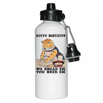 Kitty Biscuits We Knead Em You Need Em Cat Mom Funny Baker Cat Aluminum Water Bottle