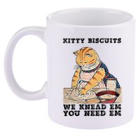 Kitty Biscuits We Knead Em You Need Em Cat Mom Funny Baker Cat 11oz C Handle Ceramic Mug