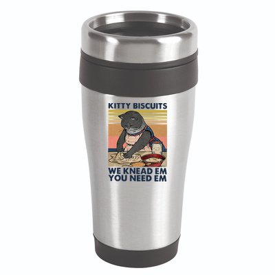 Kitty Biscuits We Knead Em You Need Em Cats Baking 16oz Travel Tumbler