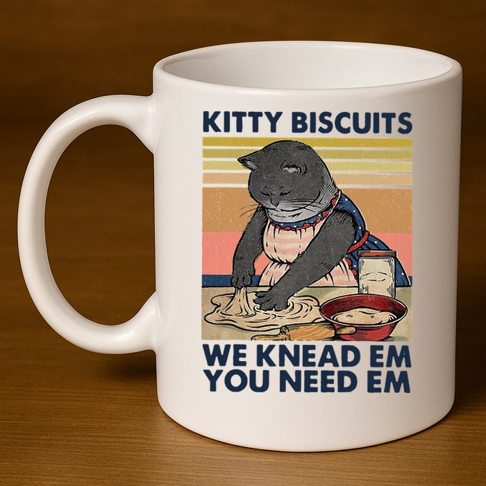 Kitty Biscuits We Knead Em You Need Em Cats Baking 11oz C Handle Ceramic Mug