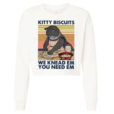 Kitty Biscuits We Knead Em You Need Em Cats Baking Cropped Pullover Crew