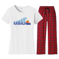 Kamala Blue Wave Over Trump Harris For President Women's Flannel Pajama Set