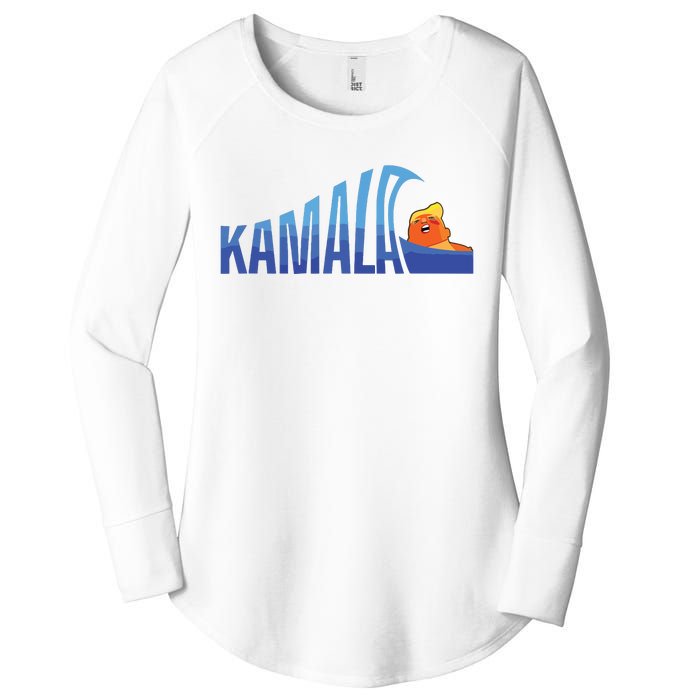 Kamala Blue Wave Over Trump Harris For President Women's Perfect Tri Tunic Long Sleeve Shirt