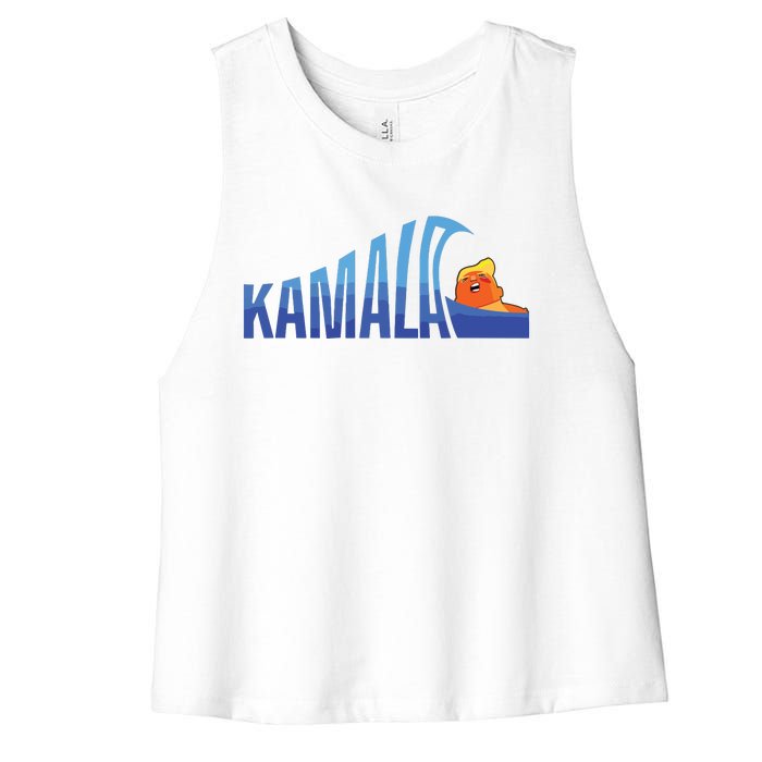 Kamala Blue Wave Over Trump Harris For President Women's Racerback Cropped Tank