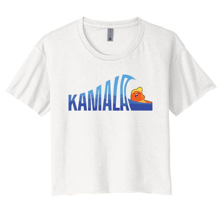 Kamala Blue Wave Over Trump Harris For President Women's Crop Top Tee