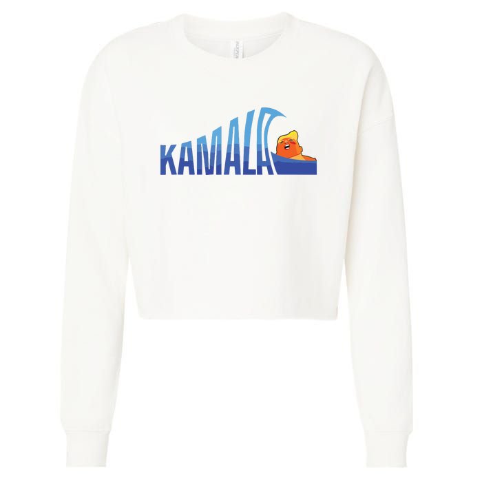 Kamala Blue Wave Over Trump Harris For President Cropped Pullover Crew