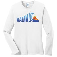 Kamala Blue Wave Over Trump Harris For President Ladies Long Sleeve Shirt