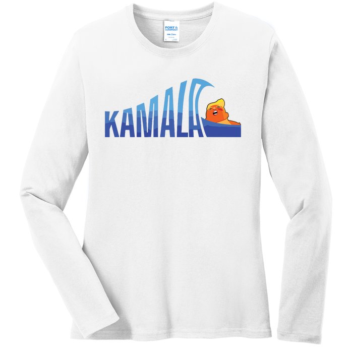 Kamala Blue Wave Over Trump Harris For President Ladies Long Sleeve Shirt