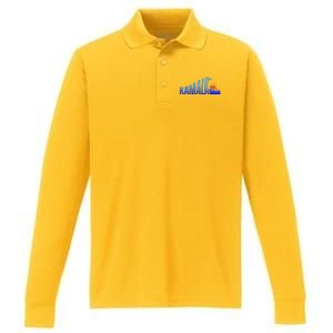 Kamala Blue Wave Over Trump Harris For President Performance Long Sleeve Polo