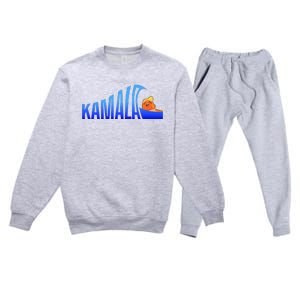 Kamala Blue Wave Over Trump Harris For President Premium Crewneck Sweatsuit Set