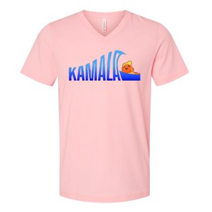 Kamala Blue Wave Over Trump Harris For President V-Neck T-Shirt