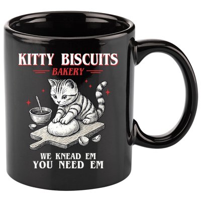 Kitty Biscuits We Knead Em You Need Em Cat Lover Baking 11oz C Handle Ceramic Mug