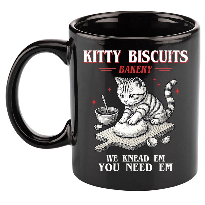 Kitty Biscuits We Knead Em You Need Em Cat Lover Baking 11oz C Handle Ceramic Mug