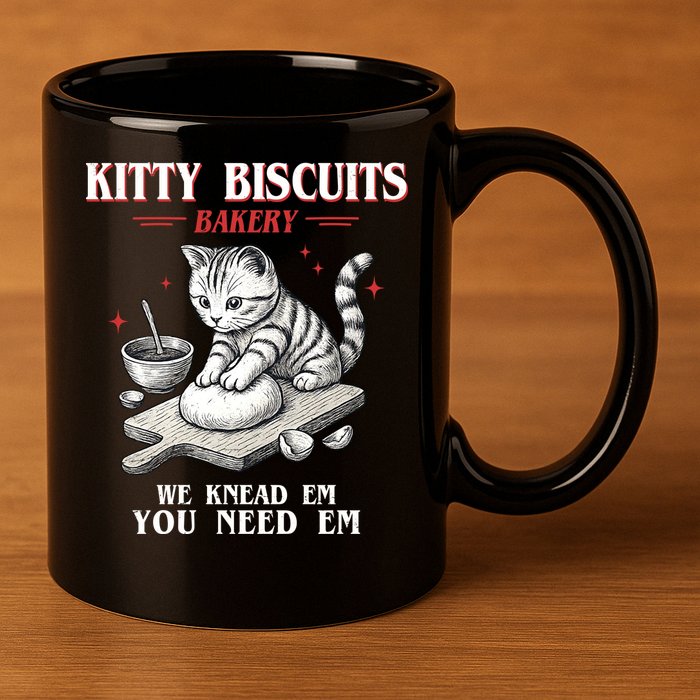Kitty Biscuits We Knead Em You Need Em Cat Lover Baking 11oz C Handle Ceramic Mug