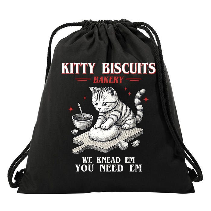 Kitty Biscuits We Knead Em You Need Em Cat Lover Baking Drawstring Bag