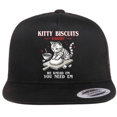 Kitty Biscuits We Knead Em You Need Em Cat Lover Baking Flat Bill Trucker Hat