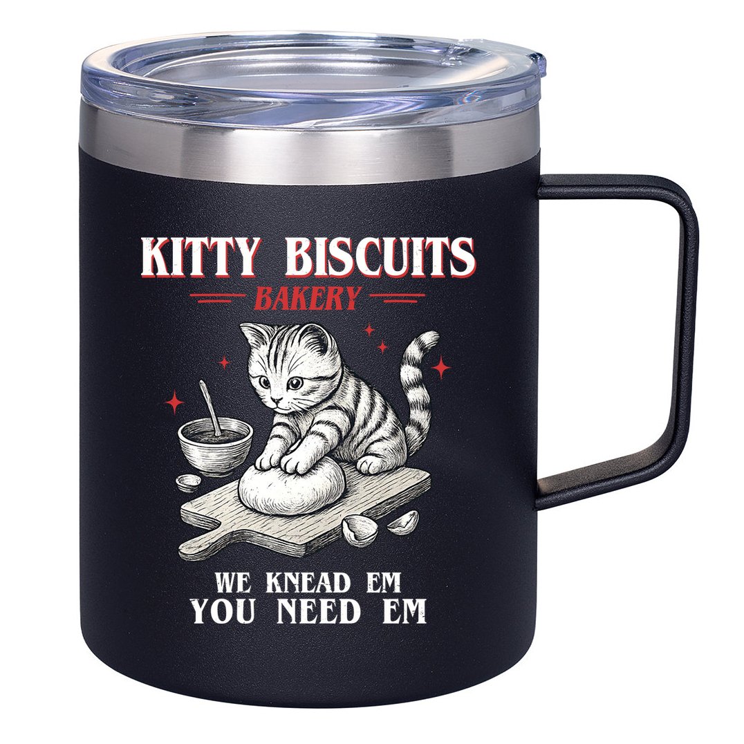 Kitty Biscuits We Knead Em You Need Em Cat Lover Baking 12oz Stainless Steel Coffee Mug