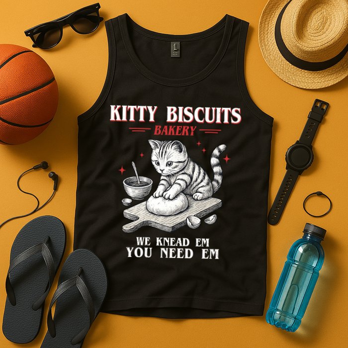 Kitty Biscuits We Knead Em You Need Em Cat Lover Baking Tank Top